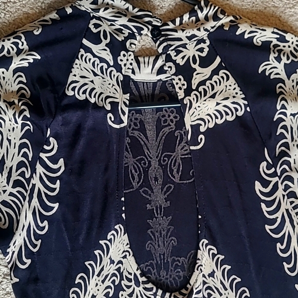 Free People Black Taupe Fiesta Floral Long Sleeve Mini Shift Dress Womens XS - Picture 11 of 14